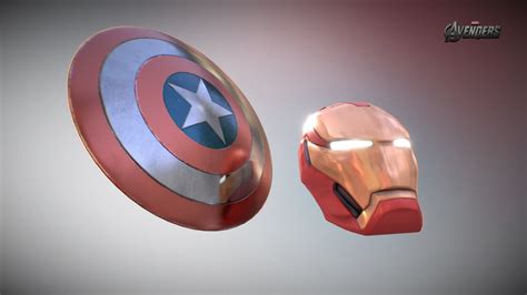 Iron Man Helmet & Captain America Shield Endgame - Buy Royalty Free 3D ...