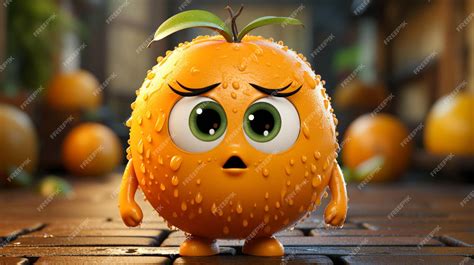 Premium AI Image | Orange fruit character in sad emotion action