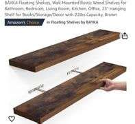 BAYKA Floating Shelves, Wall Mounted Rustic Wood Shelves for Bathroom ...