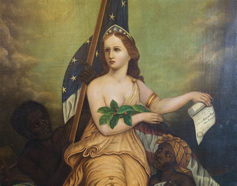 Lot 150: Painting of Lady Liberty with Flag – Willis Henry Auctions, Inc.