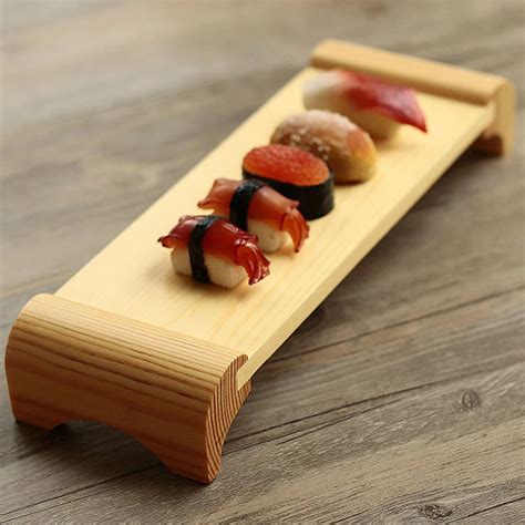 Wood Rectangle Sushi Plates Japanese Sushi Platter Food Tray Simple Style Nigiri Salmoon Sashimi ...