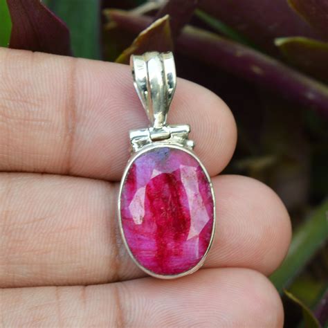 Natural Pink Ruby Necklace Pendant 925 Sterling Silver Ruby - Etsy