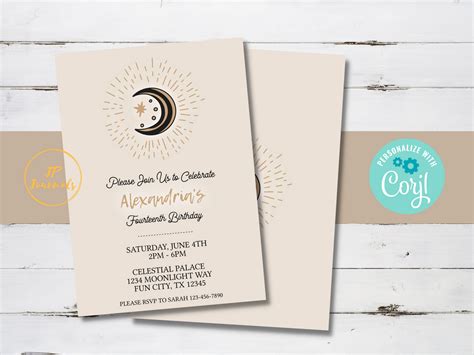 Celestial Birthday Invitation, Celestial Party Invitation Template, Gi – JP Designs and Gifts