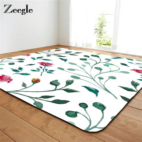 Zeegle Floral Printed Carpets For Living Room Large Size Home Rugs ...