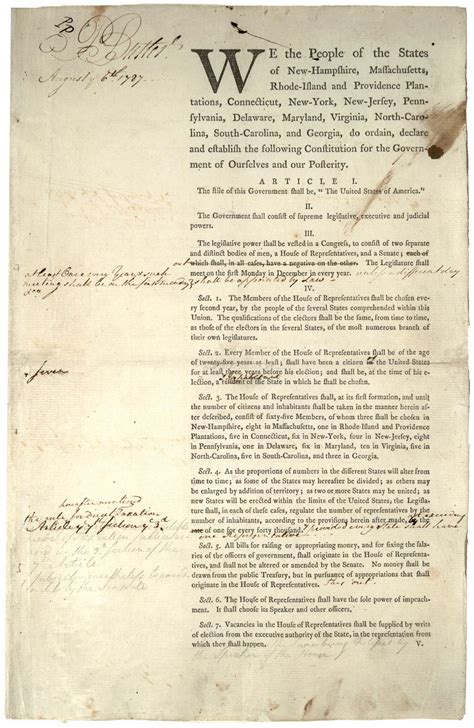 Two versions of the Preamble to the Constitution, 1787 | Gilder Lehrman ...