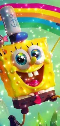 Flying Spongebob Live Wallpaper – Dazzling Rainbow Colors