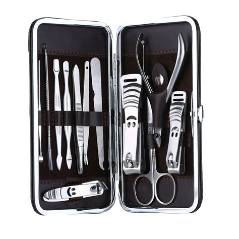 12 in 1 Nail Clippers Set Stainless Nail Scissors Tweezer File Ear Pick Cuticle Clipper Kit with ...