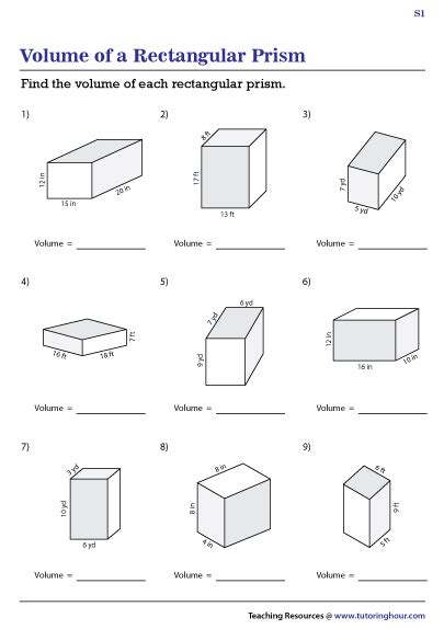 Rectangular Prism Worksheet