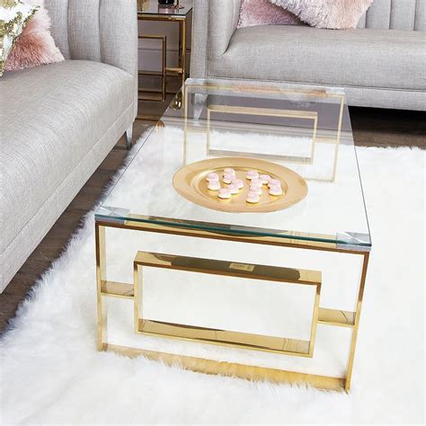 Plaza gold contemporary clear glass lounge coffee table picture perfect home – Artofit