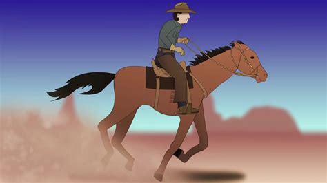 Cowboy horseback riding animation (updated) - YouTube