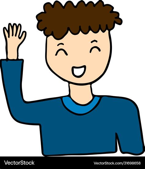 Character happy boy greeting say hi hello cartoon Vector Image