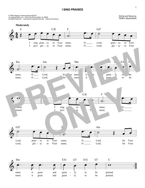 Terry MacAlmon - I Sing Praises sheet music