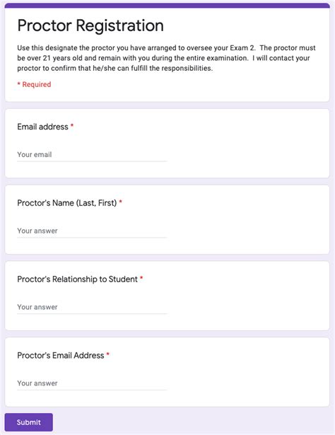 Using Google Forms for Proctor Registration – FOCUS