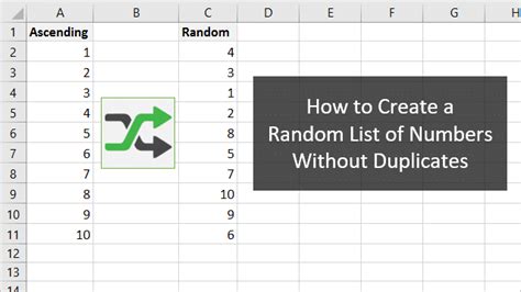 How to Create a List of Random Numbers with No Duplicates or Repeats in Excel