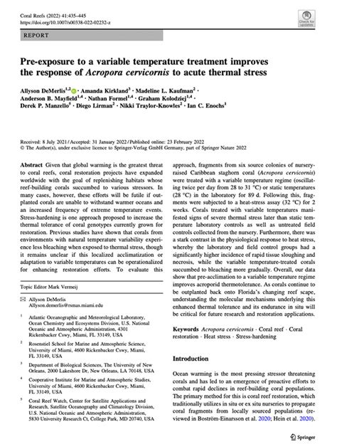 Pre-exposure to a variable temperature treatment improves the response ...