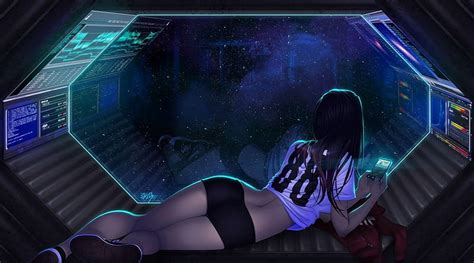 Relaxation, space, cute, girl, gaming, new, cyber, space station, 2015, HD wallpaper | Peakpx