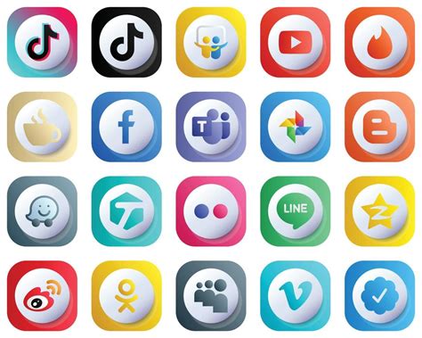 20 Cute 3D Gradient Social Media Icons for Popular Brands such as ...