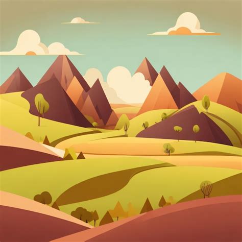 Premium AI Image | Animation style vector illustration of Hill flat ...