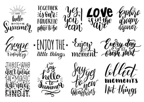 Premium Vector | Set of hand lettering with motivational phrases. Calligraphy inspirational ...