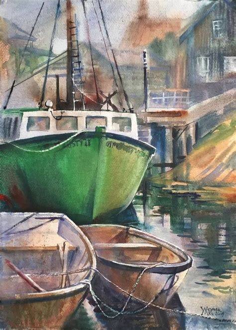 Fishing boats Painting by Natalia Veyner | Saatchi Art | Watercolor ...