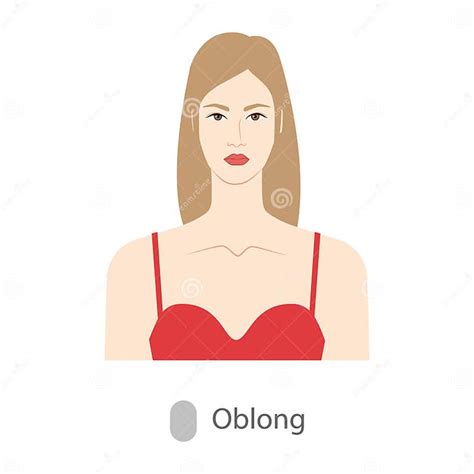 Women Face Oblong Shape Type with Text Diagram. Female Vector Illustration in Cartoon Style in ...