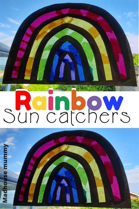 Tissue paper Rainbow window Suncatcher craft for kids. | Suncatcher ...