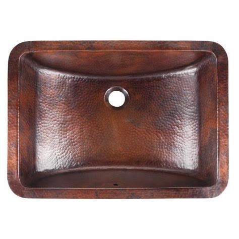 Curie Metal Rectangular Undermount Bathroom Sink with Overflow | Copper ...