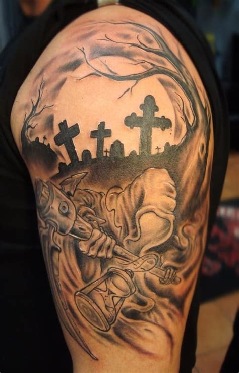 25 Amazing Graveyard And Cemetery Tattoos