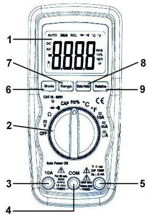 Functions of the digital multimeter PCE-DM 12.