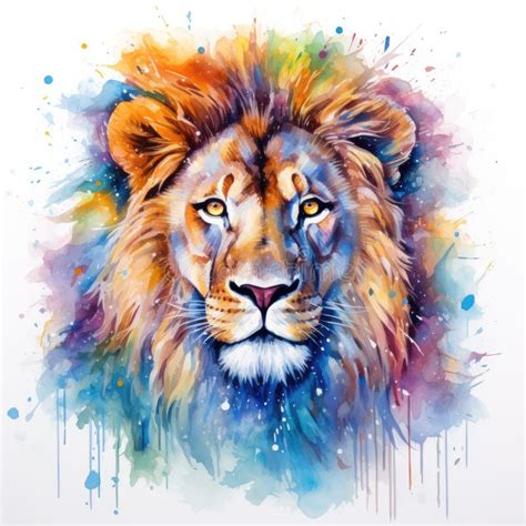 Watercolor Lion Painting Lion King Watercolor Predator Animals Wildlife ...