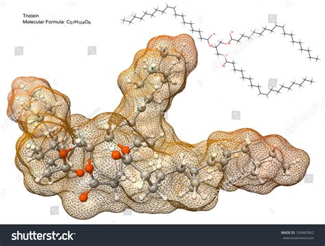 3d Model Of Triolein Molecule, Chemical Formula And 2d Structure. This ...