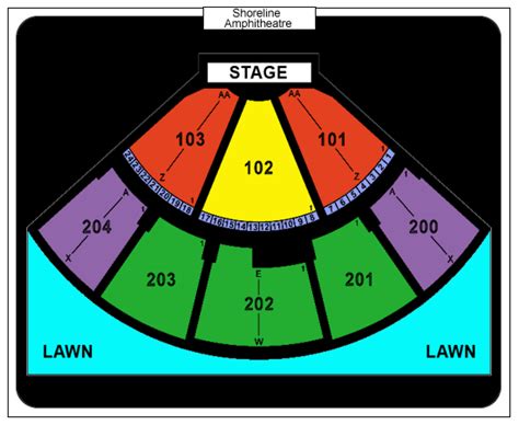 Shoreline Amphitheatre Seating Chart | Shoreline Amphitheatre at Mountain View, California