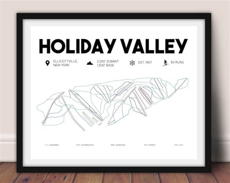 Holiday Valley Printable Ski Resort Map 16x20, Holiday Valley New York ...