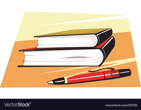 Pen and books Royalty Free Vector Image - VectorStock