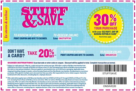 Old Navy 30% Off Printable Coupon - Expires April 29, 2012