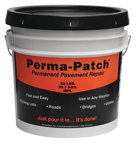 PERMA-PATCH Black Cold Patch, 50 lb Pail, Coverage: 5 sq ft @ 2 in - 55EK37|PP-50-CP - Grainger