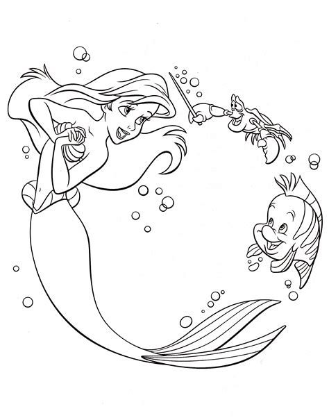 Walt Disney Coloring Pages - Princess Ariel, Sebastian & Flounder ...