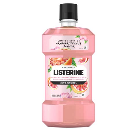 Listerine Zero Alcohol Mouthwash, Grapefruit Rose Flavor, 500 mL ...