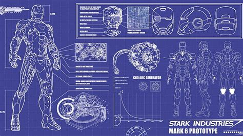 1366x768px | free download | HD wallpaper: Iron Man blueprint, stark industries mark 6 prototype ...