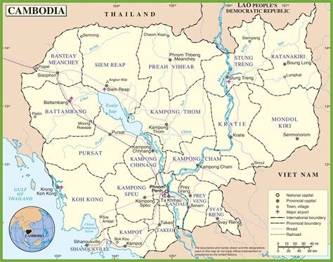 Cambodia political map - Map of Cambodia political (South-Eastern Asia ...