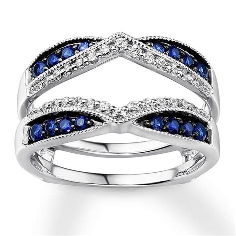 Natural Sapphire Enhancer Ring 1/5 cttw Diamonds 14K White Gold | Wraps and Enhancers ...