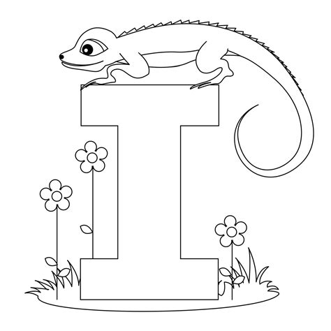 Animal Alphabet Letter I for Iguana! | Letter a coloring pages, Abc ...