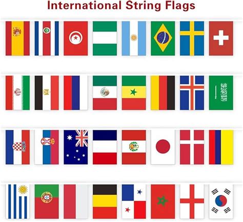 NYKKOLA 2018 FIFA World Cup Flags - Set of 32 Country Flags Decoration Hanging Bunting Banners ...