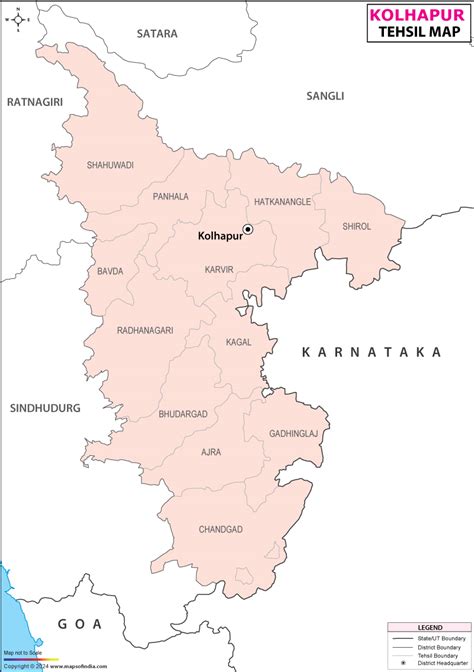 Kolhapur Tehsil Map, Talukas in Kolhapur