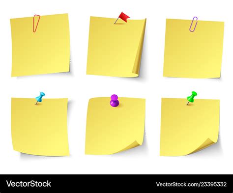 Yellow paper notes top view note sticker Vector Image