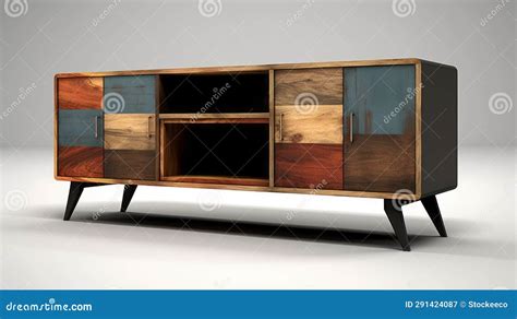 Modern Dark Wood Entertainment Center with Industrial Design Stock Illustration - Illustration ...