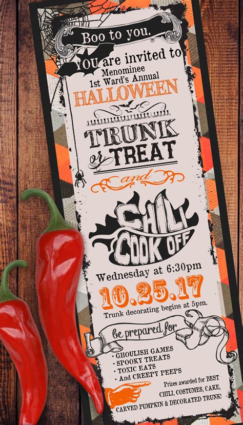 Halloween Chili Cook off Trunk or Treat Invitations Ticket - Etsy