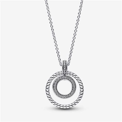 Pandora Signature Pavé & Beads Pendant & Necklace | Sterling silver ...