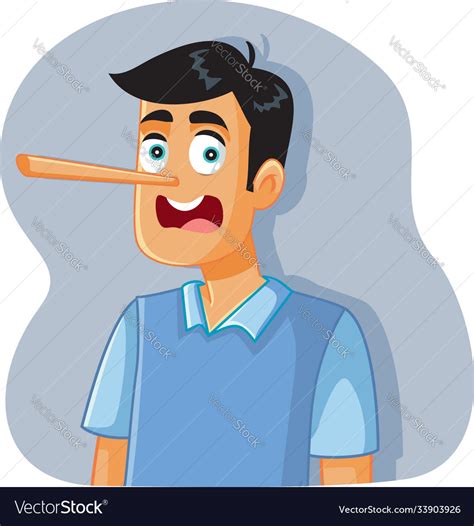 Liar man with long nose cartoon Royalty Free Vector Image