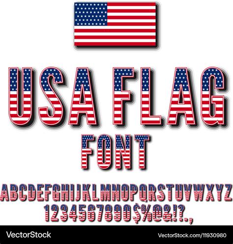 National flag font Royalty Free Vector Image - VectorStock